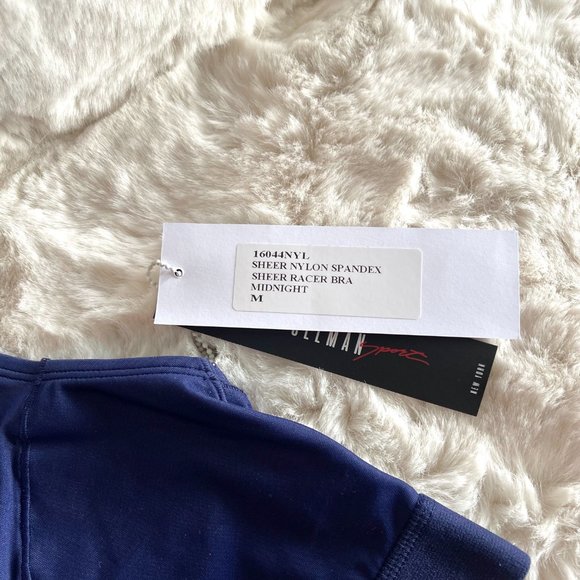 NWT Adam Selman Sport Sheer Racer Bra in Midnight Blue Size Medium - Picture 8 of 10